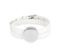 GMLRTOSPT Bracelet commémoratif pour Cendres, Bijou commémoratif en Acier Inoxydable, médaillon Rond, Bracelet en Cuir réglable, Souvenir - Blanc