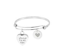 GMLRTOSPT Bracelet de crémation gravé « Toujours à Mes côtés » pour Cendres, Bijou Souvenir, Fil Extensible, pour Femmes et Hommes, Bracelet avec Breloques-KKK_d