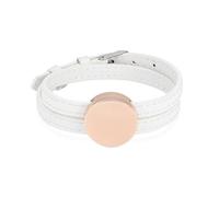 GMLRTOSPT Bracelet funéraire pour Cendres, médaillon Rond en Or Rose, Bracelet réglable en Cuir, Bijou commémoratif personnalisé, Blanc