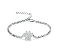GMLRTOSPT Bracelet urne funéraire en Acier Inoxydable Ajustable avec Motif Empreinte de Patte, pour Chaton ou Chat, Souvenir commémoratif pour Femme.