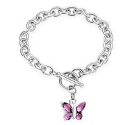 GMLRTOSPT Bracelet urne funéraire Papillon en Cristal, en Acier Inoxydable, pour Cendres humaines, Souvenir précieux pour Femmes et Hommes - Violet