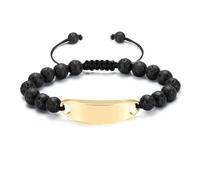 GMLRTOSPT Bracelet urne funéraire pour Cendres, Manchette commémorative en Pierre de Lave, réglable, Porte-Cendres pour Animaux de Compagnie, Bijoux Souvenir pour Femmes et Hommes - Doré