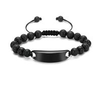 GMLRTOSPT Bracelet urne funéraire pour Cendres, Manchette commémorative en Pierre de Lave, réglable, Porte-Cendres pour Animaux de Compagnie, Bijoux Souvenir pour Femmes et Hommes - Noir