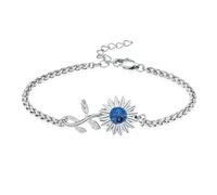 GMLRTOSPT Bracelet urne funéraire Tournesol en Acier Inoxydable, Bijou Souvenir pour Femme et Homme - Bleu Acier