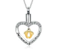 GMLRTOSPT Cendres de crémation, Bijoux, Empreinte dans Une urne en cœur, Collier pour Cendres humaines, Pendentif commémoratif de la Maman d’Un Ange, Cadeau - Or