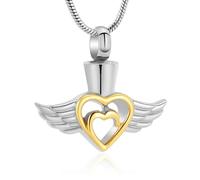 GMLRTOSPT Collier avec Pendentif en Forme d'urne funéraire en Acier 316, en Forme de cœur, pour Femme, Bijou de Mariage, Collier pour Cendres, Argent