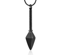 GMLRTOSPT Collier commémoratif en Acier Inoxydable avec Pendentif en Forme de Lance pour Cendres, Bijou de crémation, Souvenir pour Homme et Femme, Noir