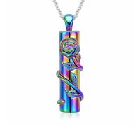 GMLRTOSPT Collier d’urne en Fleur de Rose pour Cendres pour Hommes Bijoux de crémation Pendentif en Cendres cylindriques Médaillons en Acier Inoxydable - colorés