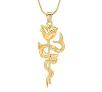 GMLRTOSPT Collier d’urne en Forme de Serpent pour Cendres, Fleur de Rose, Souvenir de crémation, Bijoux pour Cendres pour Humains/Animaux de Compagnie Pendentif commémoratif - Or