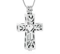 GMLRTOSPT Collier d’urne pour Bijoux de crémation pour Cendres Pendentif commémoratif en Croix en cœur avec Un Collier Souvenir Creux d’urne - Écharpe