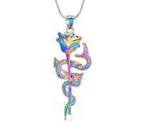 GMLRTOSPT Collier d’urne Serpent pour Cendres Fleur de Rose Bijoux de crémation pour Cendres pour Humains/Animaux de Compagnie - Pendentif commémoratif coloré