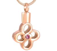 GMLRTOSPT Collier funéraire en Acier Inoxydable avec Pendentif en Forme de Fleur et Cristal pour Cendres - KKK_f