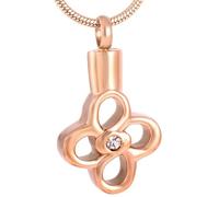 GMLRTOSPT Collier funéraire en Acier Inoxydable avec Pendentif en Forme de Fleur et Cristal pour Cendres - KKK_e
