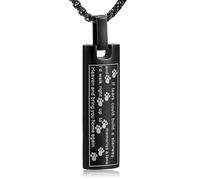 GMLRTOSPT Collier Pendentif commémoratif Durable pour Cendres d'animaux de Compagnie, Motif Empreinte de Patte, Souvenir pour Chien/Chat, Souvenir éternel, Noir