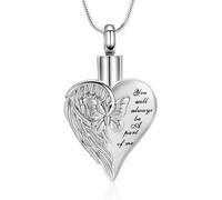 GMLRTOSPT Collier Pendentif Cœur en Argent avec Aile d'Ange et Papillon, Message Gravé 'You will always be A part of me'