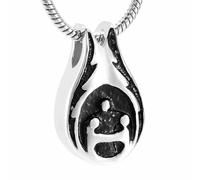 GMLRTOSPT Collier Pendentif en Forme de Larme en Acier Inoxydable pour Cendres, Souvenir Familial, Ensemble pour Toujours, Bijoux funéraires - Noir