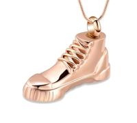 GMLRTOSPT Collier Pendentif urne personnalisé en Forme de Chaussure, plaqué Or, en Acier Inoxydable, pouvant contenir des Cendres de Chien ou Un Parfum. Bijou Souvenir pour Homme et Femme - Or Rose