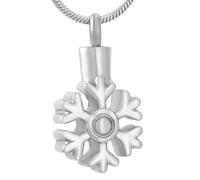 GMLRTOSPT Collier Souvenir en Forme de Flocon de Neige avec ou sans Pendentif en Cristal, médaillon commémoratif pour Cendres, urne commémorative pour Animaux de Compagnie, Bijoux en métal