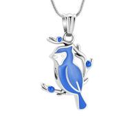 GMLRTOSPT Collier urne funéraire en Acier Inoxydable avec Pendentif commémoratif en Forme d'oiseau Rouge/Bleu pour Femme et Homme - Bleu