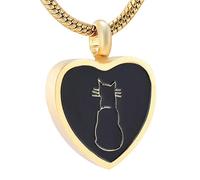 GMLRTOSPT Collier urne funéraire en Forme de cœur avec Motif Chat, Pendentif en Argent, Or, Rose, Noir, Souvenir