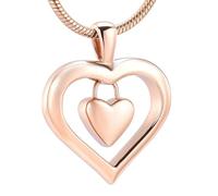 GMLRTOSPT Collier urne funéraire en Forme de cœur Poli, Pendentif « Love in The Middle of Love », pour Cendres, Souvenir funéraire, Or Rose