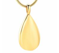 GMLRTOSPT Collier urne funéraire en Forme de Goutte pour Homme et Femme, Pendentif en Acier Inoxydable, Souvenir des Cendres, Bijou doré