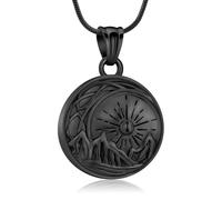 GMLRTOSPT Collier urne funéraire Mountain Valley pour Cendres, Bijou pour Cendres, Collier pour Femmes et Hommes, Collier Souvenir pour Cendres - Noir