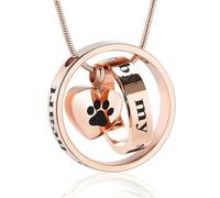 GMLRTOSPT Collier urne funéraire pour Animal de Compagnie, pour Toujours dans Mon cœur, ne Sera Plus à Mes côtés, avec vis Qui s'ouvre et se verrouille, Bijoux pour Chien et Chat, Or Rose