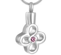 GMLRTOSPT Pendentif Fleur pour Femme, urne funéraire, Ornements en Cristal, Collier, urne commémorative, Bijoux pour Cendres, Acier