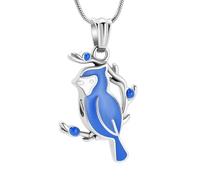 GMLRTOSPT Pendentif funéraire Pie sur Branche, en Forme d'oiseau, Contenant pour Cendres d'animal ou humaines, urne funéraire, Bijou Souvenir - Bleu