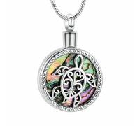 GMLRTOSPT Pendentif funéraire Vintage Rond pour Cendres humaines ou animales, orné d'une Tortue, Cadeau Souvenir pour Femme.