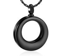 GMLRTOSPT Pendentif Rond en Acier Inoxydable pour Cendres, Bijou funéraire, Arbre de Vie, pour Femme et Homme, Noir