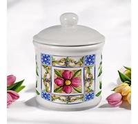 GMM Pot en céramique, Boite Conservation Alimentaire, Boite Alimentaire, Sol et Soleil, Récipient pour Aliments avec Bouchon, Pot de Cuisine, 11 cm