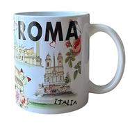 GMM Tasse décorative Rome, Souvenir Italie avec monuments historiques et motifs floraux, en céramique
