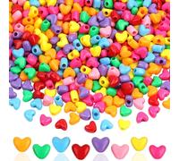GMMA Lot de 1 000 perles poney en forme de cœur, perles arc-en-ciel en vrac, grand trou pour décoration de fête, fabrication de bijoux, colliers, bracelets d'amitié, perles pour cheveux, loisirs