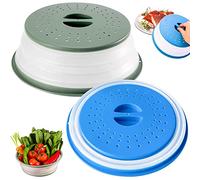 GMMG Cloche Micro Onde, 2 Pièces Couvercle Micro Ondes Pliable, Cloche pour Micro Onde avec Trous de Vapeur pour Fruits, Légumes
