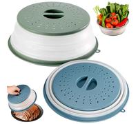 GMMG Cloche Micro Onde, 2 Pièces Couvercle Micro Ondes Pliable, Cloche pour Micro Onde avec Trous de Vapeur pour Fruits, Légumes