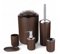 GMMH 6 pièces de salle de bain salle de bains Accessoires Set Distributeur de Savon Porte Brosse WC Garnitur Braun Design 3