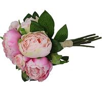 GMMH Bouquet de pivoines 32 cm - Fleurs artificielles en Soie - 9 Fleurs (Rose Clair)