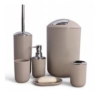 GMMH Ensemble d'accessoires de Salle de Bain 6 pièces : Distributeur de Savon, gobelet, Poubelle cosmétique, Brosse WC et Support, Porte-Savon, Poubelle, Porte-Brosse à Dents, Set de Salle de Bain