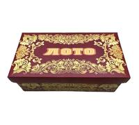 GMMH Jeu de loto russe (Loto) avec figurines en bois - Jeu de bingo familial pour enfants à partir de 6 ans et adultes (carton marron-doré)