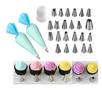 GMMH Lot de 26 Poches à Douille jetables avec 23 Douilles, Douilles en Acier Inoxydable pour décoration de gâteaux, Cupcakes et gâteaux