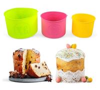 GMMH Lot de 3 moules en silicone pour panettone - Multicolore - Moule à gâteau - Moule à pain - Moule à pain - Paska Kulich - Pain de Pâques