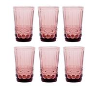 GMMH Lot de 6 verres à vin et verres à boire vintage colorés avec gaufrage en relief (nœud, violet, verre à boire) - Verre à vin, calice, verre à eau, long drink, cocktail