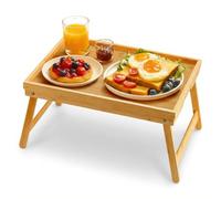 GMMH Original Ordinateur Portable Tablette en Bambou Support Pliant Table Plateau De Service Lit Plateau Petit Déjeuner Plateau Pliable Table De Lit Plateau