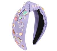 Gmmidea Serre-tête noué océan pour femmes et filles - Étoile de mer, coquillages, méduse, poisson, dauphin, décoration de bandeau avec perles et strass - Accessoires pour cheveux d'été - Cadeaux de