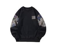gmoyd Mens Crew Neck Pullover Long Sleeve Lightweight Sweater Fashion Embroidery Top, Hw23675black, L