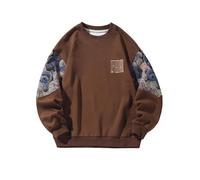 gmoyd Mens Crew Neck Pullover Long Sleeve Lightweight Sweater Fashion Embroidery Top, Hw23675brown, L
