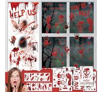 Gmphix 112 Pcs Stickers Halloween Decoration, Gommettes Halloween Fenetre, Autocollants De Tatouage, RéUtilisables Porte Sticker Autocollants De FenêTre Spooky Pour DéCorations De FêTe D'Halloween