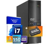 GMR Ultra Slim i7 Office PC, Ordinateur Business Office, Garantie 3 Ans, RAM 32 Go, SSD 4000 Go, DVD±RW, USB 3, Windows 11 Prof, WiFi Bluetooth